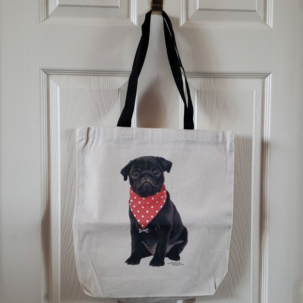 NEW Pug Canvas Tote | Dog Beach Bag Pet Travel reusable